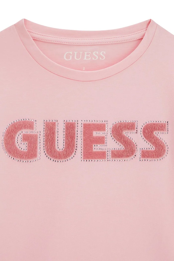 Dziewczynka Guess T-shirt dziecięcy bawełniany z elastanem J6YI12.K4421.9BY2 różowy