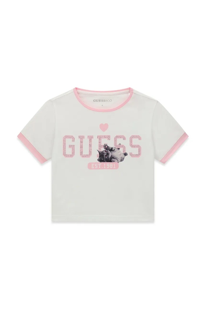 Guess T-shirt dziecięcy bawełniany z elastanem J6YI11.K3716.9BY2 biały AW26