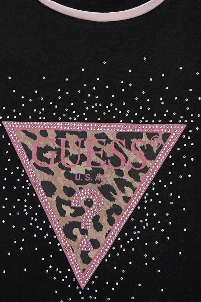 Девочка Guess футболка для детей из хлопка с эластаном J6YI11.K3716.9BY2 чёрный
