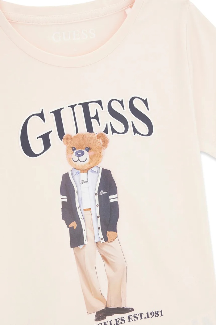 Dziewczynka Guess T-shirt dziecięcy bawełniany z elastanem J6YI08.K3710.9BY2 różowy