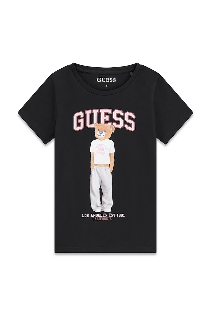 Guess tricou pentru copii, din bumbac cu elastan negru J6YI08.K3710.9BY2