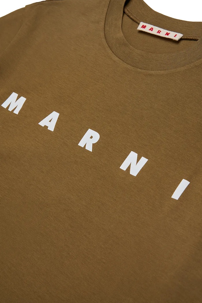 Marni T-shirt dziecięcy bawełniany brązowy M002MV.M00RF