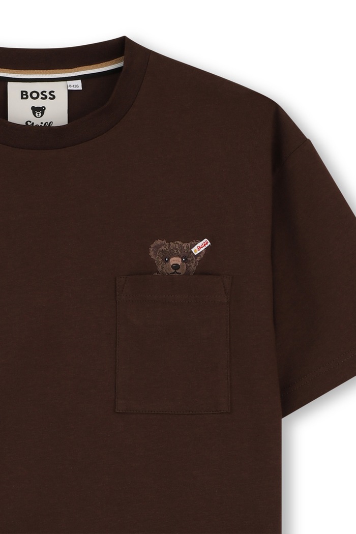 Chłopiec BOSS T-shirt dziecięcy bawełniany BOSS X STEIF J54181.94.108 brązowy