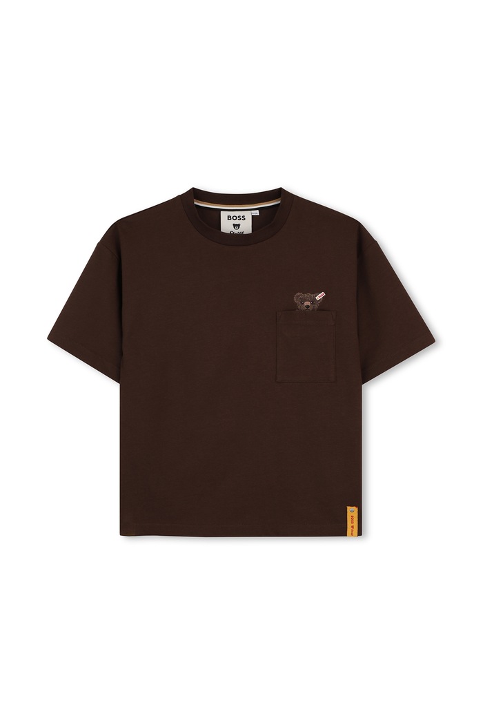 BOSS T-shirt dziecięcy bawełniany BOSS X STEIF brązowy J54181.114.150