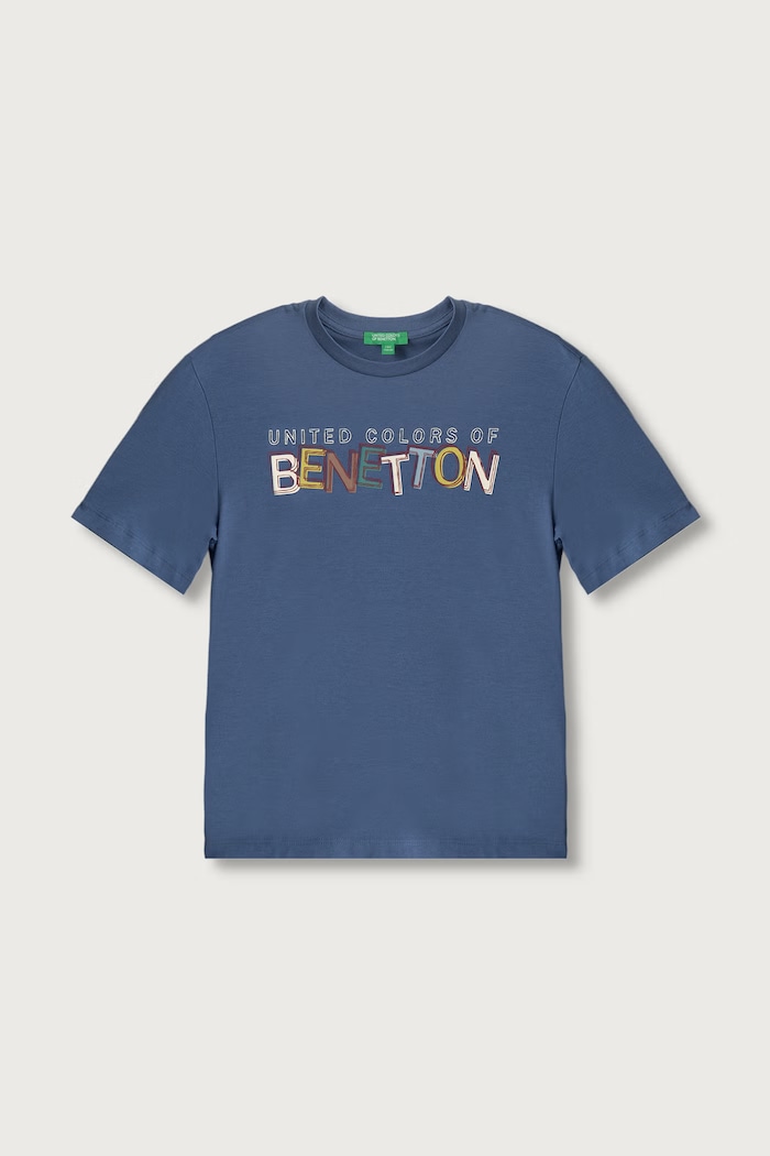 United Colors of Benetton T-shirt dziecięcy bawełniany niebieski 3I1XC10UE.G.Seasonal