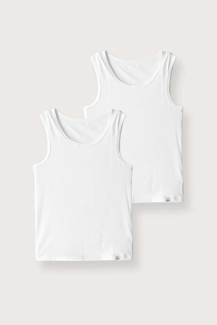 United Colors of Benetton Τοπ παιδικό βαμβακερό με ελαστάν 2-pack λευκό 3G680H00R.G.Seasonal