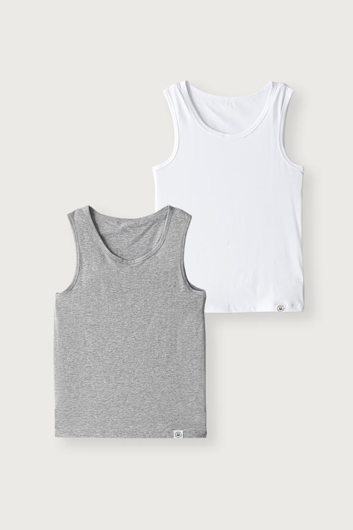 United Colors of Benetton Τοπ παιδικό βαμβακερό με ελαστάν 2-pack γκρί 3G680H00R.G.Seasonal