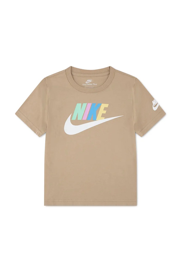 Nike T-shirt dziecięcy z bawełną beżowy 86J575