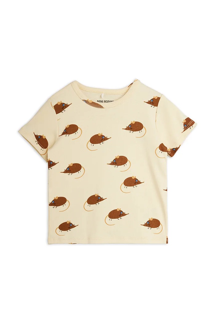 Mini Rodini T-shirt dziecięcy bawełniany Elephant beżowy 26720129