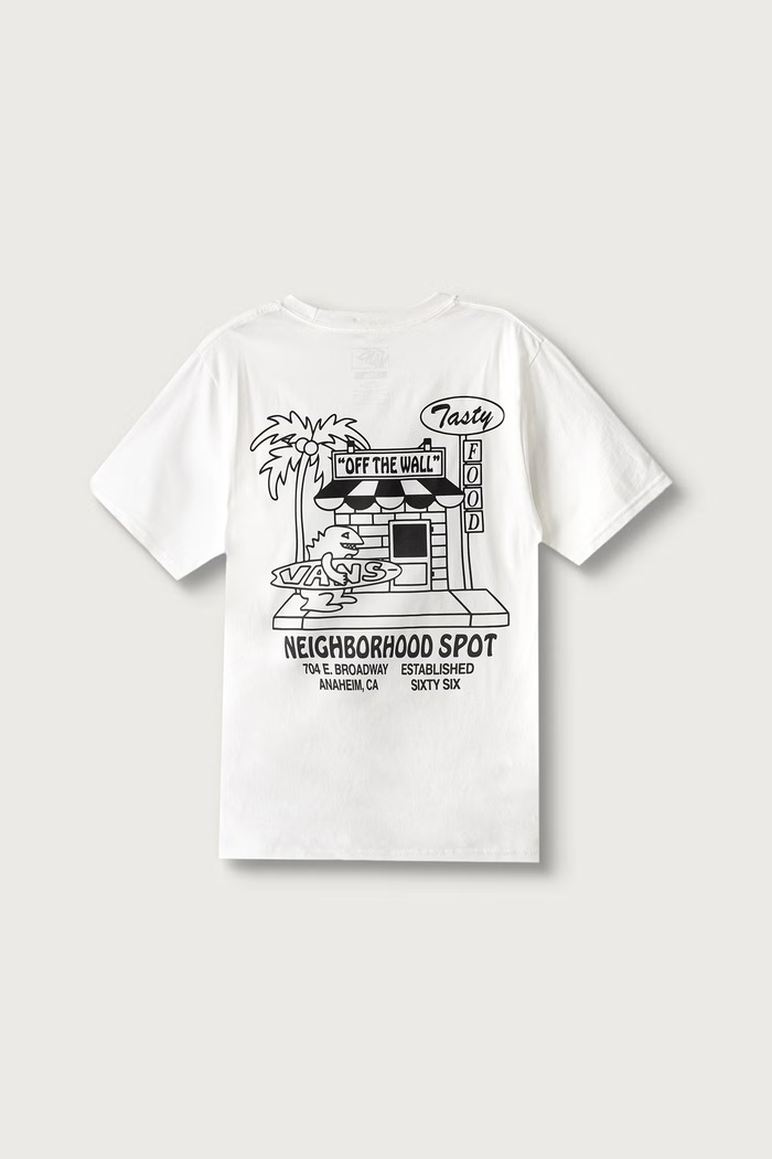 Vans Tričko detské bavlnené Food Spot SS Tee VN000WAAWHT1 biela AW26