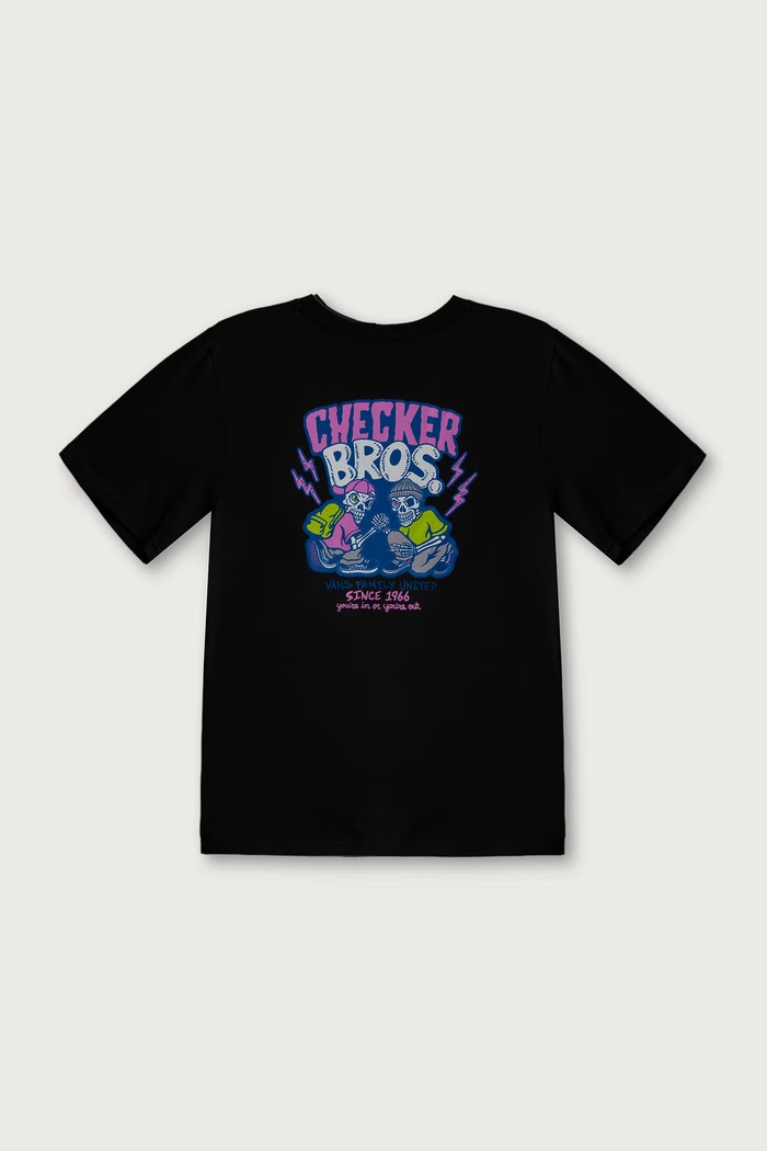 Vans Tričko detské bavlnené Checker Bros SS Tee VN000W9MBLK1 čierna AW26