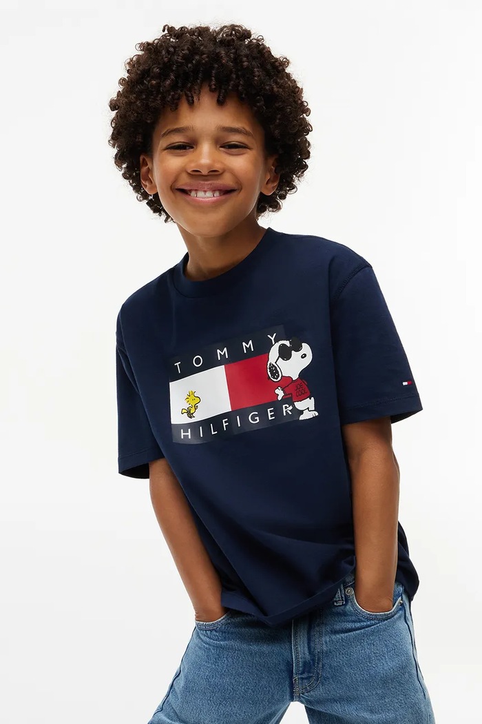T-shirt dziecięcy bawełniany x Peanuts Tommy Hilfiger granatowy KS0KS00766.128.176.9BY2