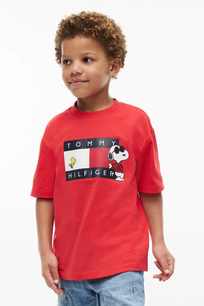 T-shirt dziecięcy bawełniany x Peanuts Tommy Hilfiger KS0KS00766.92.122.9BY2 czerwony