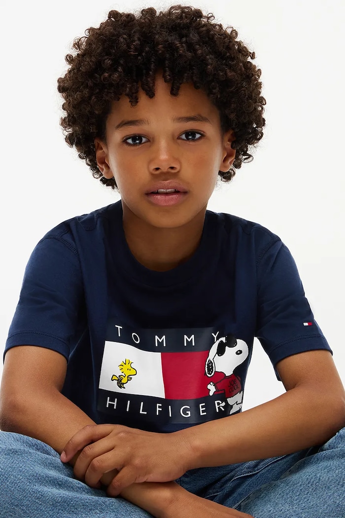 T-shirt dziecięcy bawełniany x Peanuts Tommy Hilfiger KS0KS00766.92.122.9BY2 granatowy