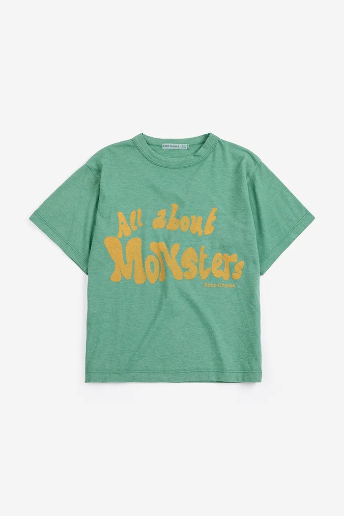 Bobo Choses oversize majica kratkih rukava za djecu s pamukom All About Monsters 226AC004 zelena AW26
