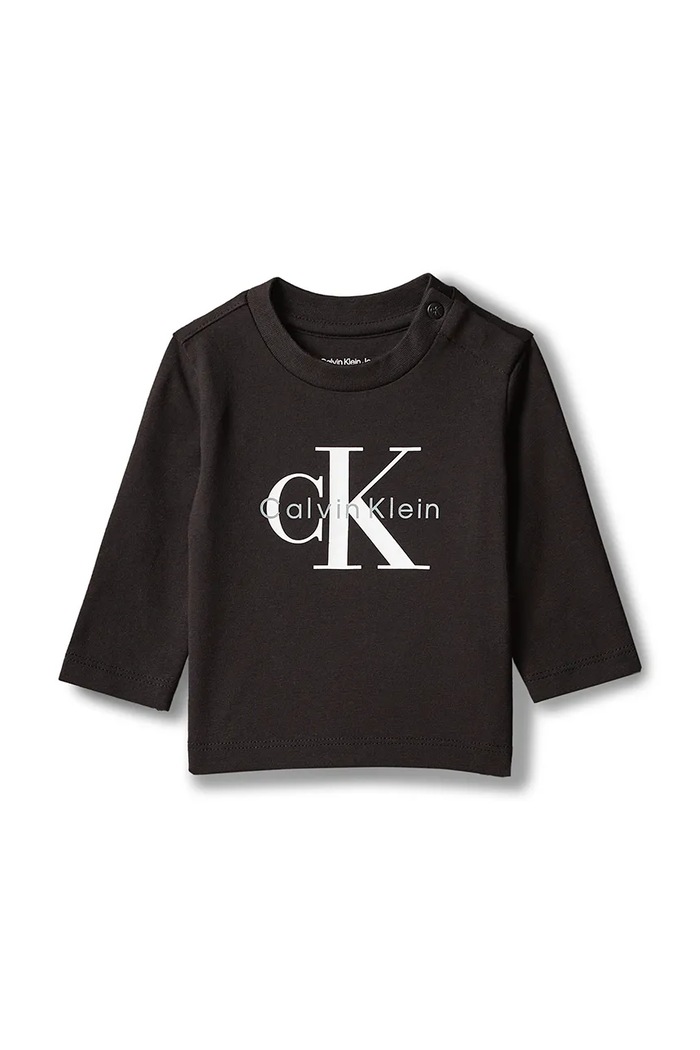Calvin Klein Jeans Longsleeve niemowlęcy bawełniany z elastanem czarny LVCKFJA49N.9BY2
