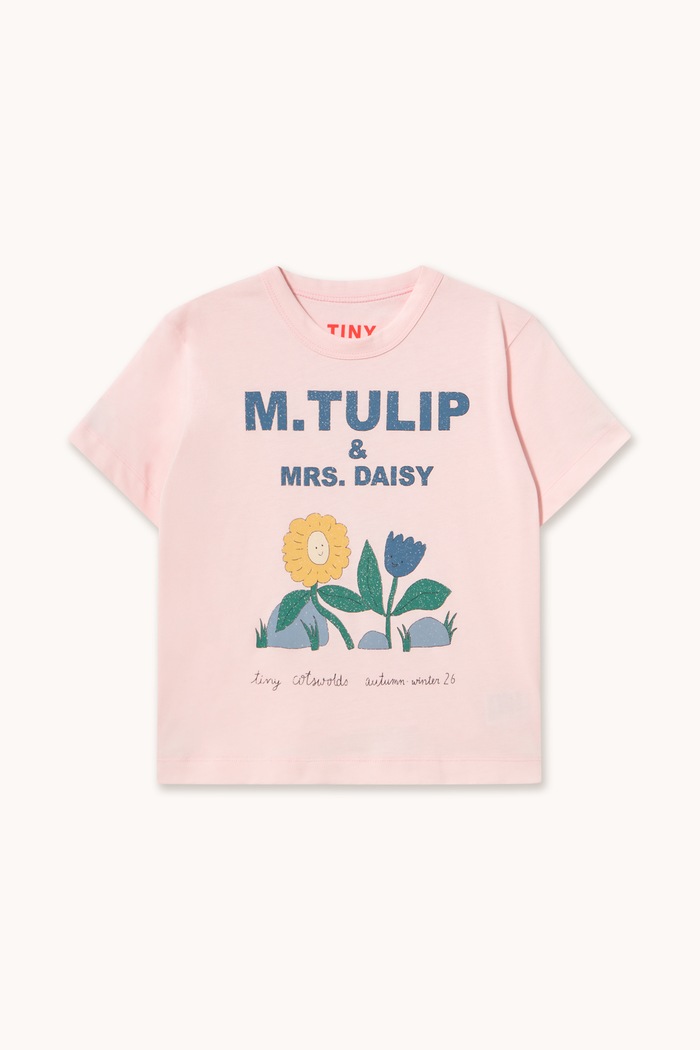 Tinycottons T-shirt dziecięcy bawełniany TULIP & DAISY GRAPHIC TEE różowy AW26.422