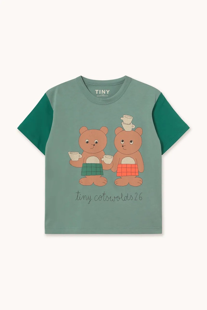 Tinycottons tričko dětské bavlněné TINY TEA ROOM GRAPHIC TEE zelená AW26.416