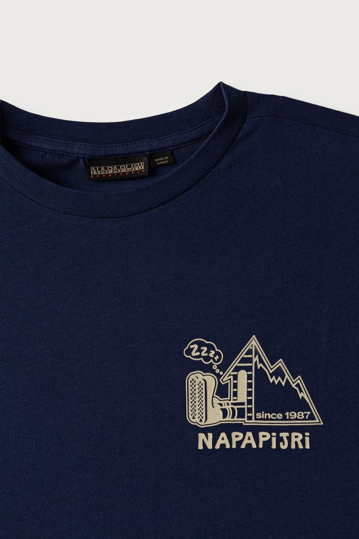 Chłopiec Napapijri T-shirt dziecięcy bawełniany S-ACADIA SS NP0A8B3JB2Q1.134.172 granatowy