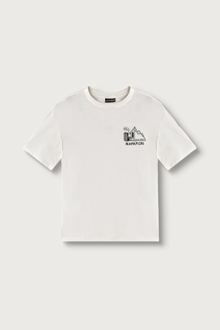 Napapijri T-shirt dziecięcy bawełniany S-ACADIA SS beżowy NP0A8B3JN1A1.134.172