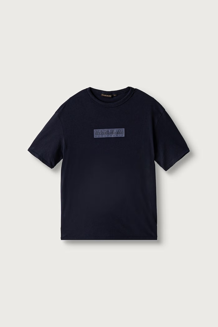 Napapijri T-shirt dziecięcy bawełniany S-NEW BOX LOGO SS granatowy NP0A4IFY1761.134.172
