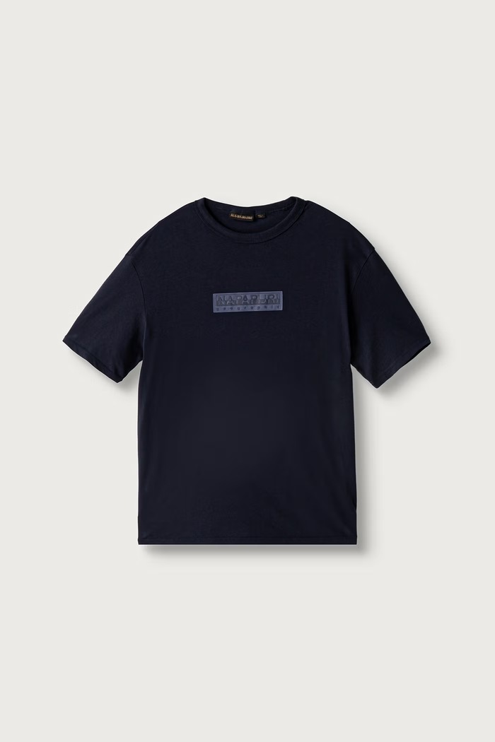 Napapijri T-shirt dziecięcy bawełniany S-NEW BOX LOGO SS granatowy NP0A4IFY1761.122.128