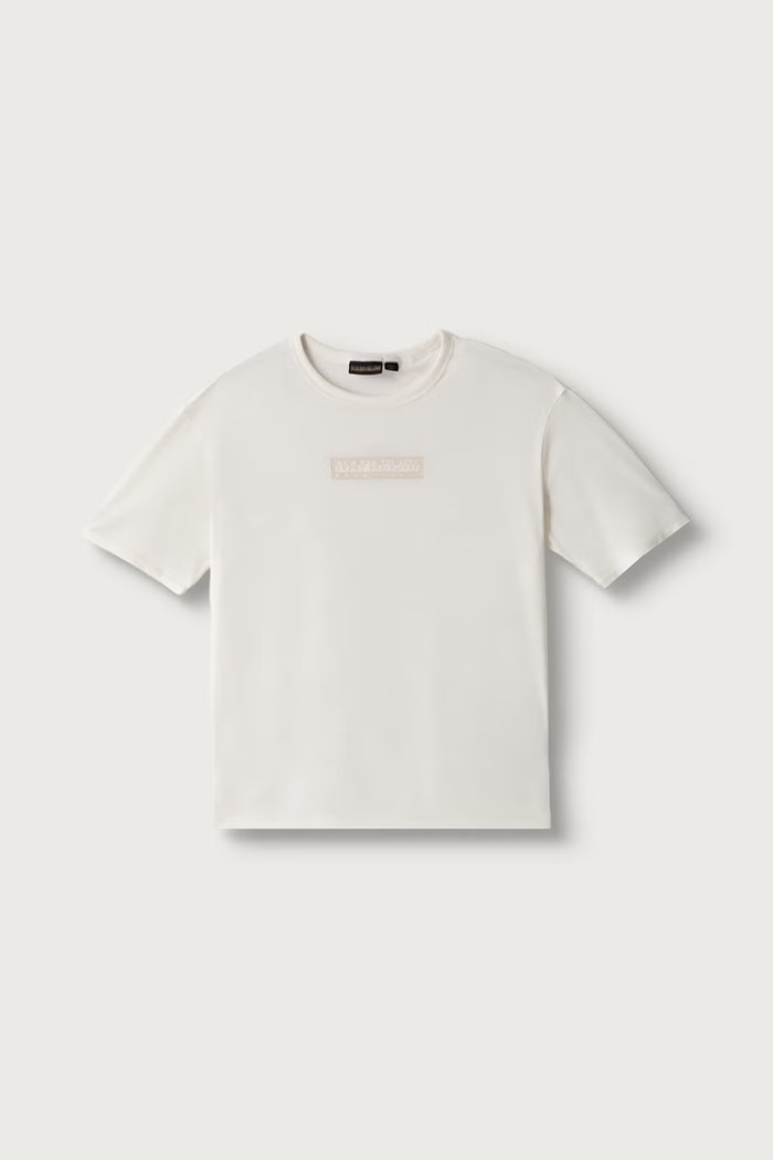 Napapijri T-shirt dziecięcy bawełniany S-NEW BOX LOGO SS beżowy NP0A4IFYN1A1.122.128