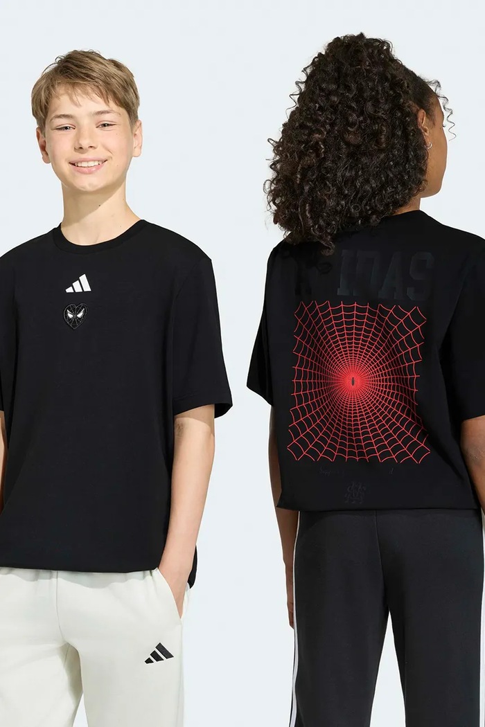 Chlapec adidas tričko detské bavlnené s elastanom MARVEL SPIDER-MAN KG6123 čierna