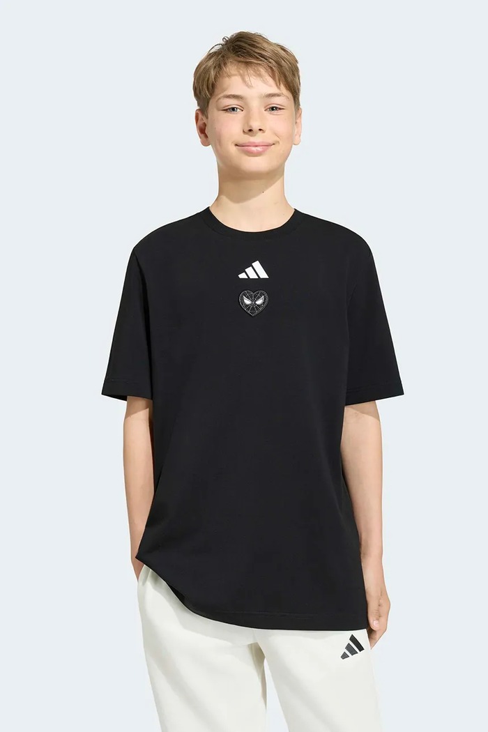 adidas tričko detské bavlnené s elastanom MARVEL SPIDER-MAN čierna KG6123