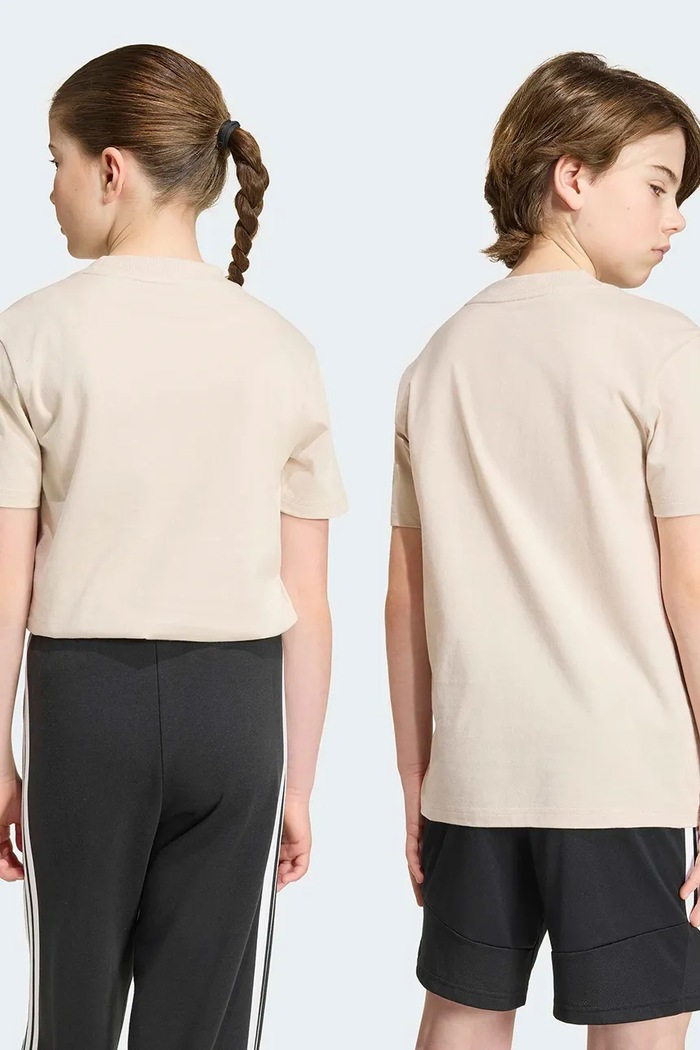 Chłopiec adidas T-shirt dziecięcy bawełniany KT3362 beżowy