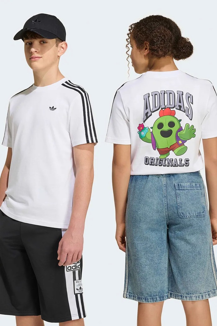 Chlapec adidas Originals bezšvové tričko detské bavlnené KW0651 biela