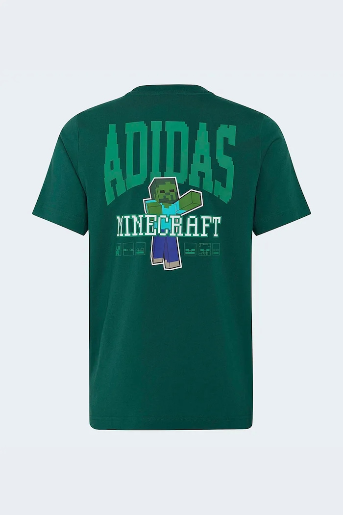 adidas T-shirt dziecięcy bawełniany MINECRAFT KS9030 zielony AW26