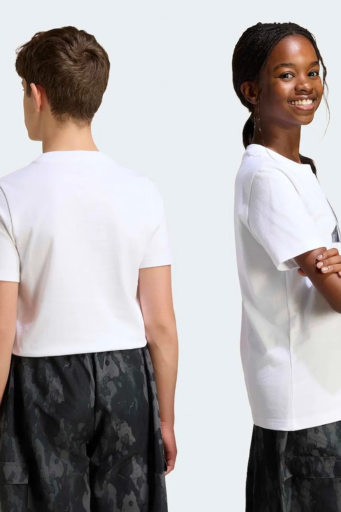 Chłopiec adidas T-shirt dziecięcy bawełniany KQ7015 biały