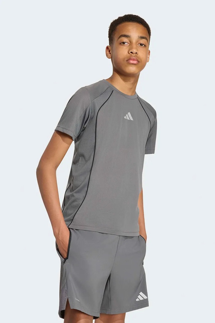 adidas футболка дитяча TRAIN ESSENTIALS SEASONAL сірий KR8994