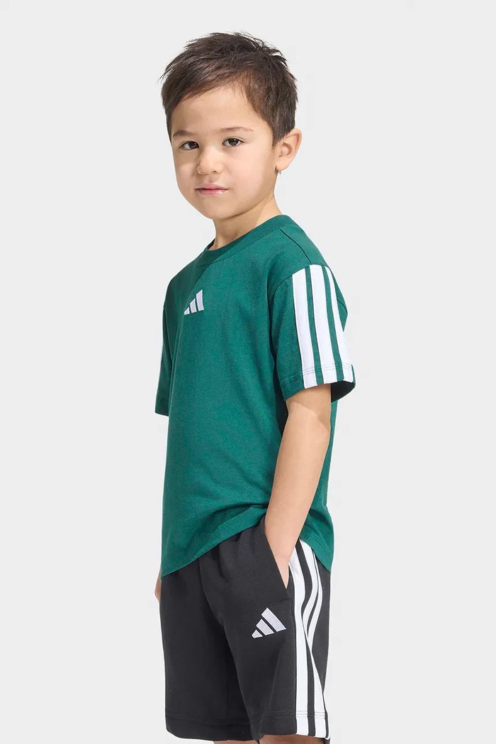 T-shirt dziecięcy bawełniany adidas KT3319 zielony