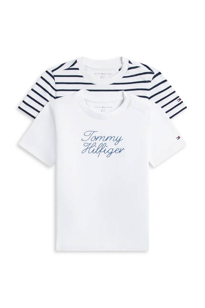 Tommy Hilfiger T-shirt niemowlęcy z bawełną 2-pack biały KN0KN02400.9BY2