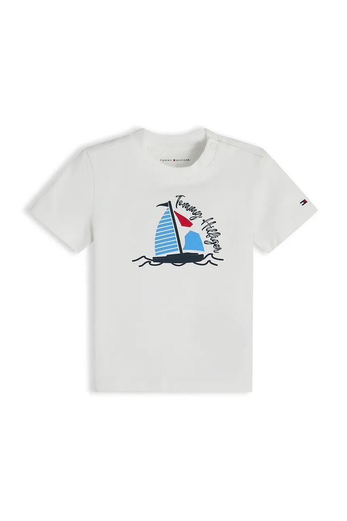 Tommy Hilfiger T-shirt niemowlęcy z bawełną biały KN0KN02294.9BY2