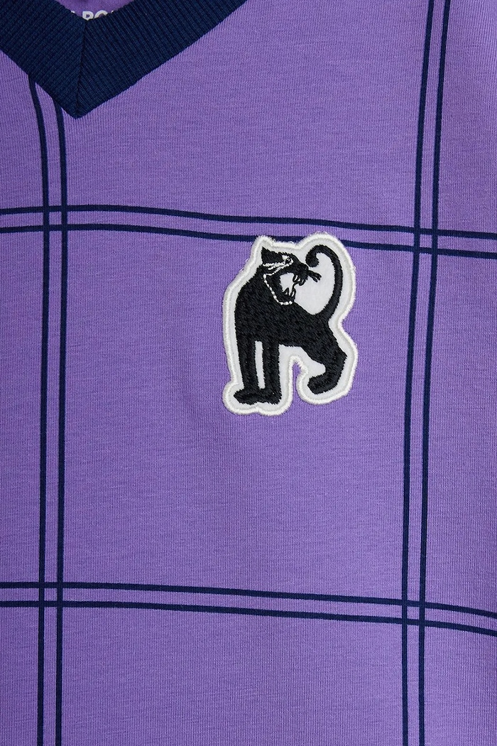 Mini Rodini T-shirt dziecięcy bawełniany z elastanem Check fioletowy 26620126