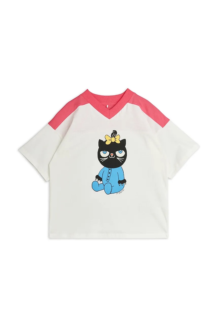 Mini Rodini T-shirt dziecięcy bawełniany Cat 26620123 biały AW26