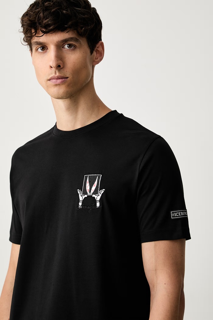 Iceberg T-shirt męski bawełniany czarny F010.627A