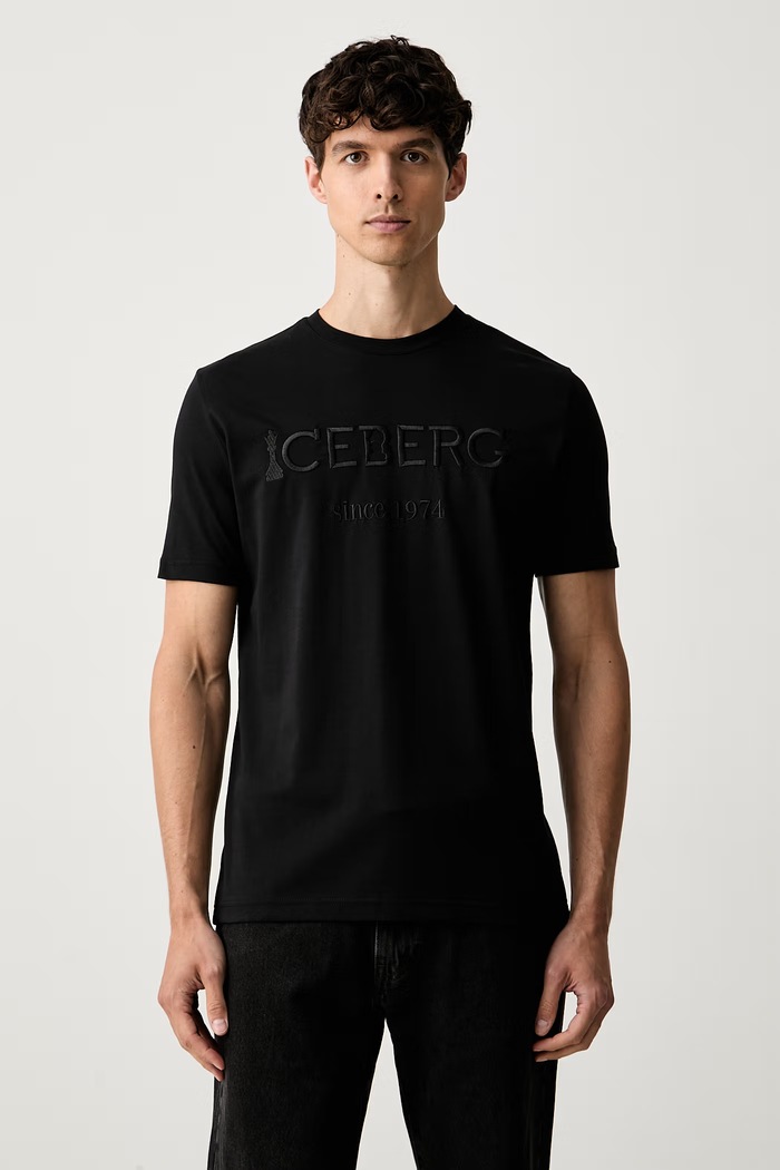 Iceberg T-shirt męski bawełniany czarny F014.627A