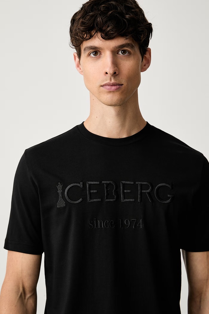Iceberg T-shirt męski bawełniany czarny F014.627A