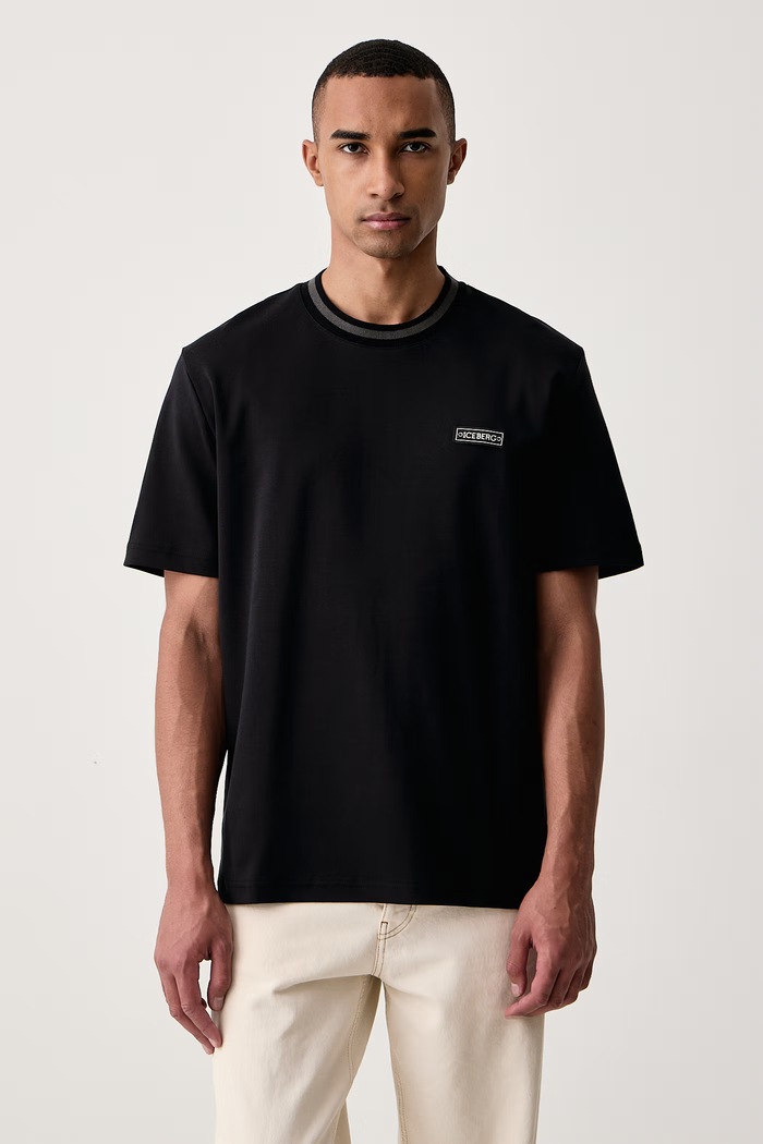 Odzież Iceberg T-shirt męski bawełniany F021.6308 czarny
