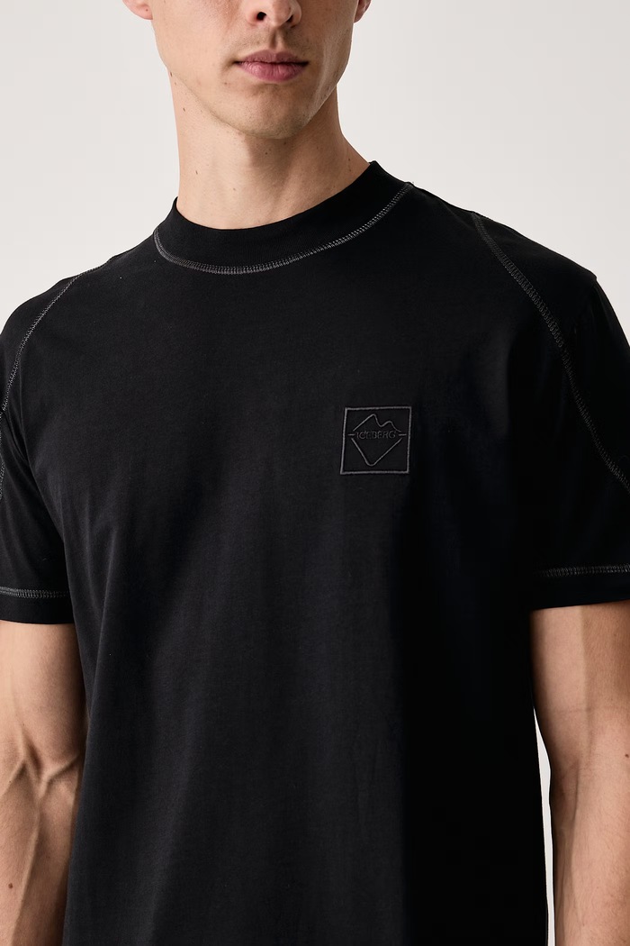 T-shirt męski bawełniany Iceberg F041.6325 czarny