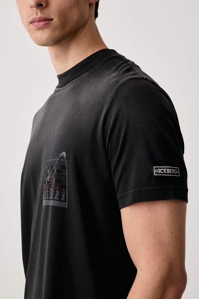 T-shirt męski bawełniany Iceberg F042.6335 czarny
