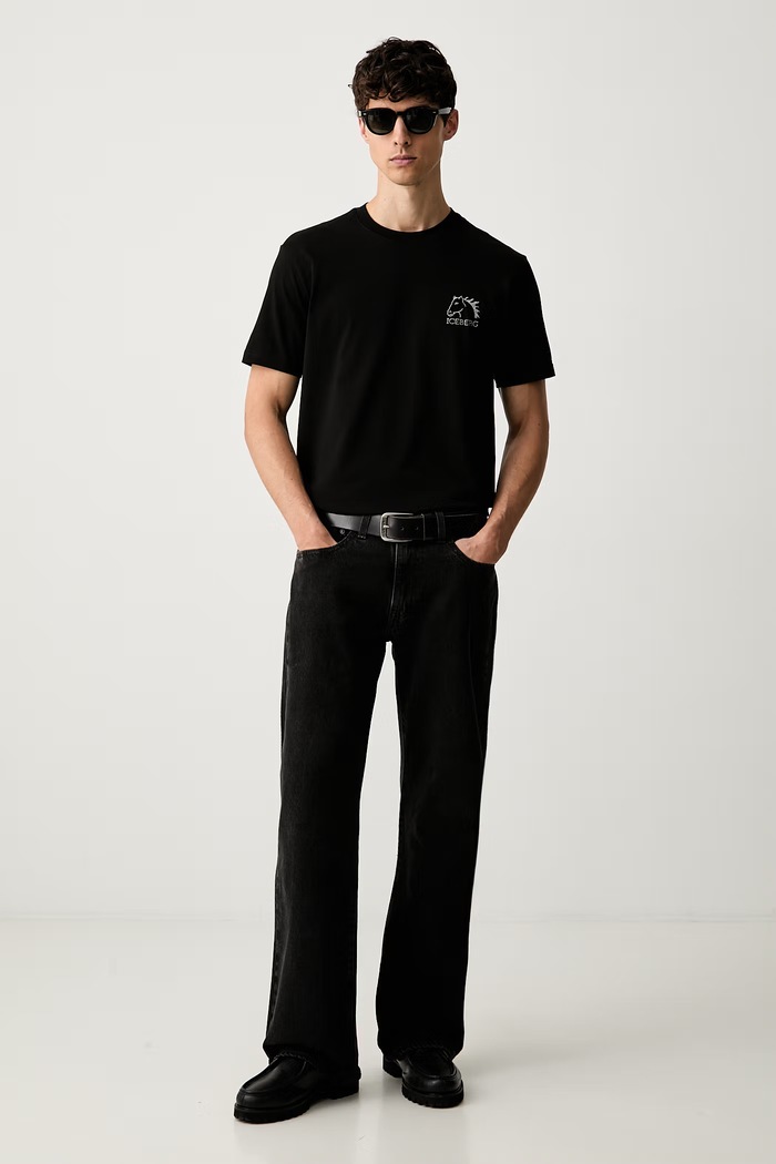 Iceberg T-shirt męski bawełniany F047.6306 czarny AW26