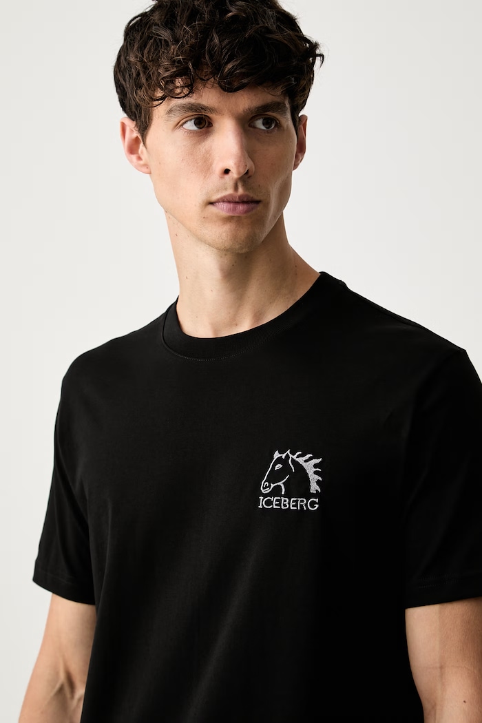 Iceberg T-shirt męski bawełniany czarny F047.6306