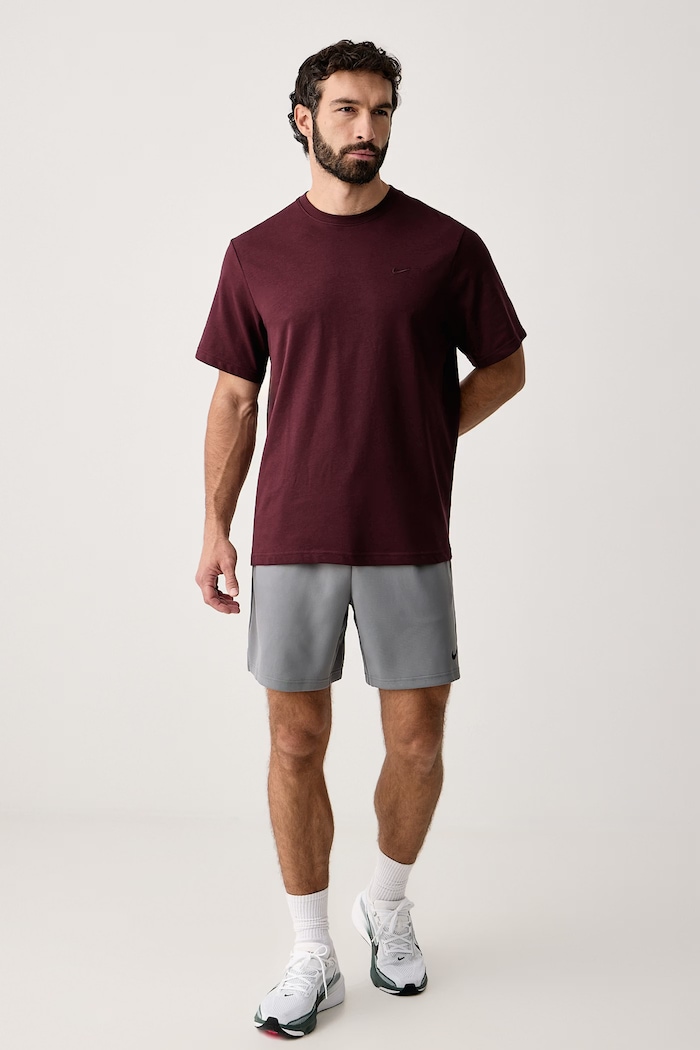 Nike T-shirt treningowy męski z bawełną Primary Dri-FIT DV9831.652 bordowy AW26