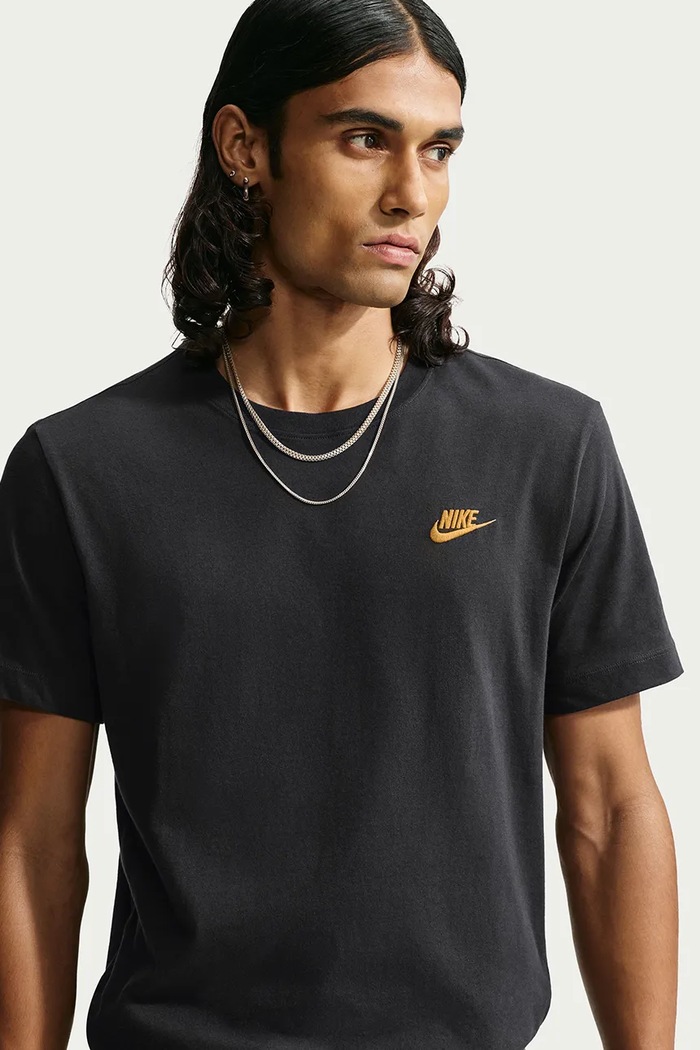 T-shirt basic męski bawełniany Club Nike Sportswear AR4997.023 czarny