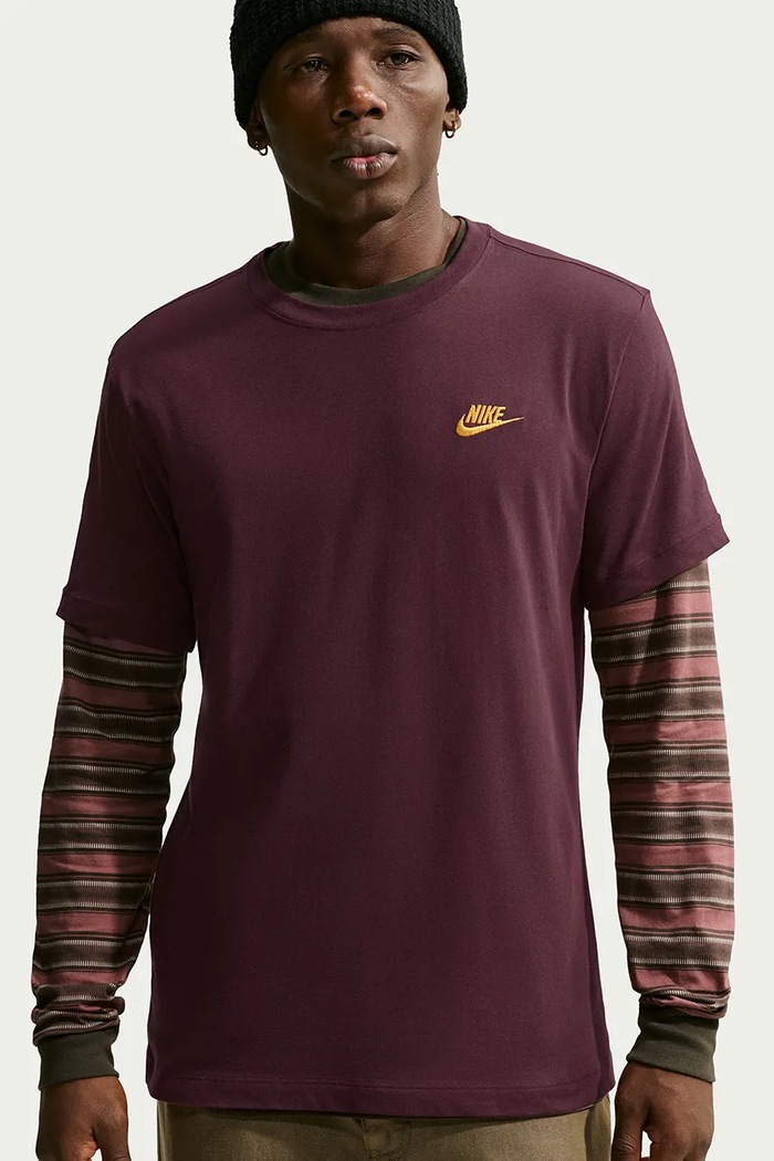 Odzież Nike Sportswear T-shirt basic męski bawełniany Club AR4997.653 bordowy